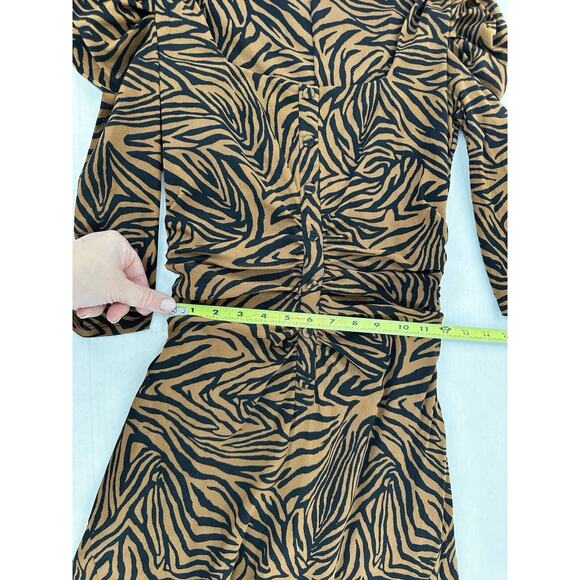 Diane Von Furstenberg Maxi Dress Sz M Animal Print Mesh Rouched Party Event - Picture 11 of 16